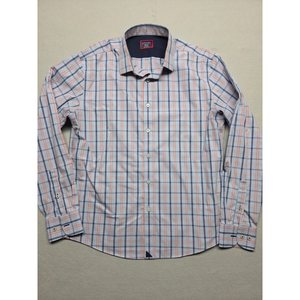 UNTUCKit Mostar Mens Medium Regular Fit Wrinkle Free Plaid Button Down Shirt